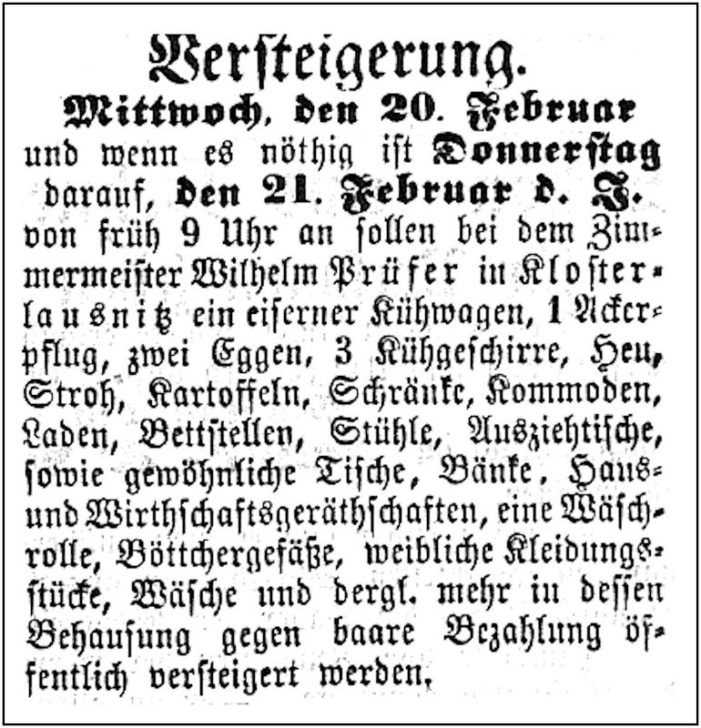 1867-02-20 Kl Versteigerung Pruefer